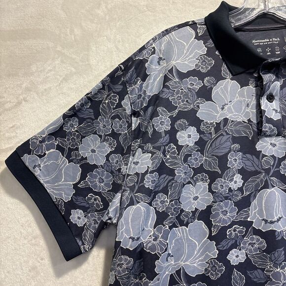 Abercrombie & Fitch Soft A&F Air Knit Super Soft Polo Men's Size XL Blue Floral - Picture 2 of 13